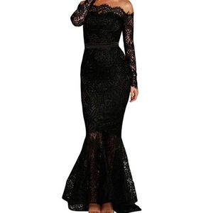 Black lace evening dress